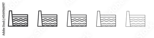 Hydroelectric dam icon Line graphics illustration symbol