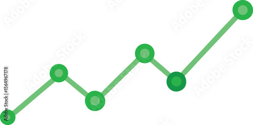 Vector art of a green upward trending line graph with circular data points