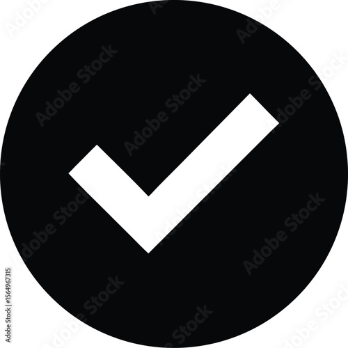 Vector art of a white check mark icon inside a green circle, isolated on white background