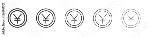 Japanese yen currency icon Line graphics illustration symbol