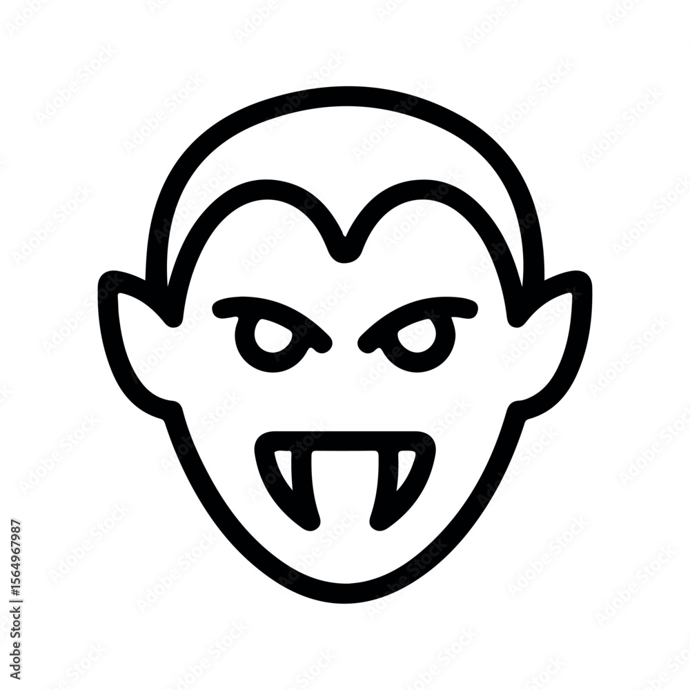 Fototapeta premium Black Line Art Vampire Face Halloween Icon vector
