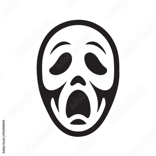 Black and White Screaming Ghost Face Icon mask