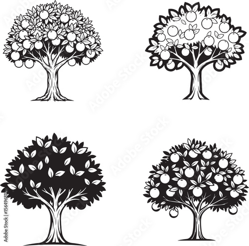 orange  tree Silhouettes