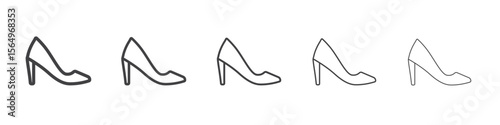 leather shoes heel icon Line graphics illustration symbol