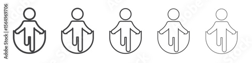 Man jumping with skipping rope icon Line graphics illustration symbol