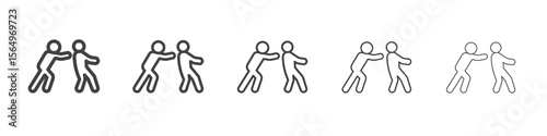 Man pushing another person icon Line graphics illustration symbol