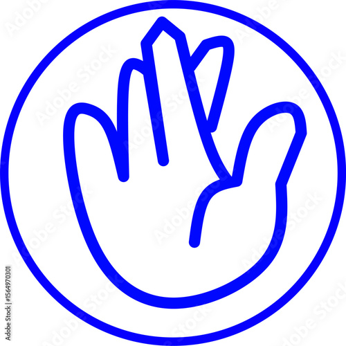 A blue air quotes hand icon in a circle