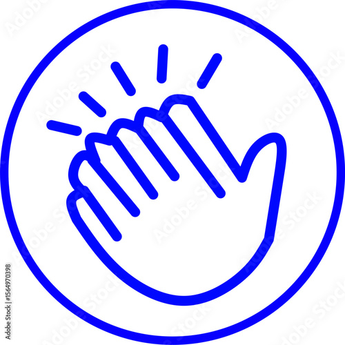 A blue waving hand icon in a circle