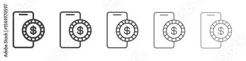 Mobile casino icon Line graphics illustration symbol