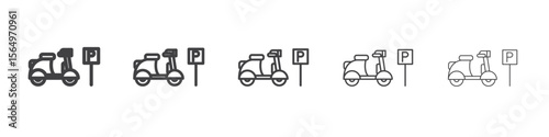 motorbike parking icon Line graphics illustration symbol