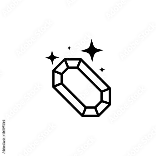 Sparkle Crystal, Gem Jewel, Precious Stone Solid Flat Vector Icon Isolated on White Background.