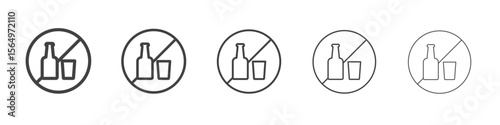 No alcohol and cigarettes icon Line graphics illustration symbol