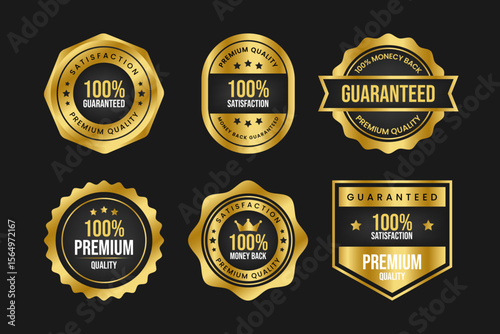 100% Guaranteed Premium Quality Labels Collection with Money Back Assurance Badge Set Design