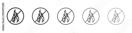 No fire icon Line graphics illustration symbol