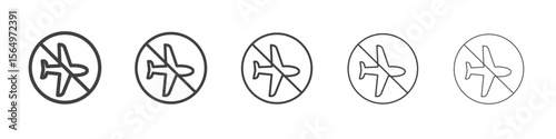 no flight or fly zone icon Line graphics illustration symbol