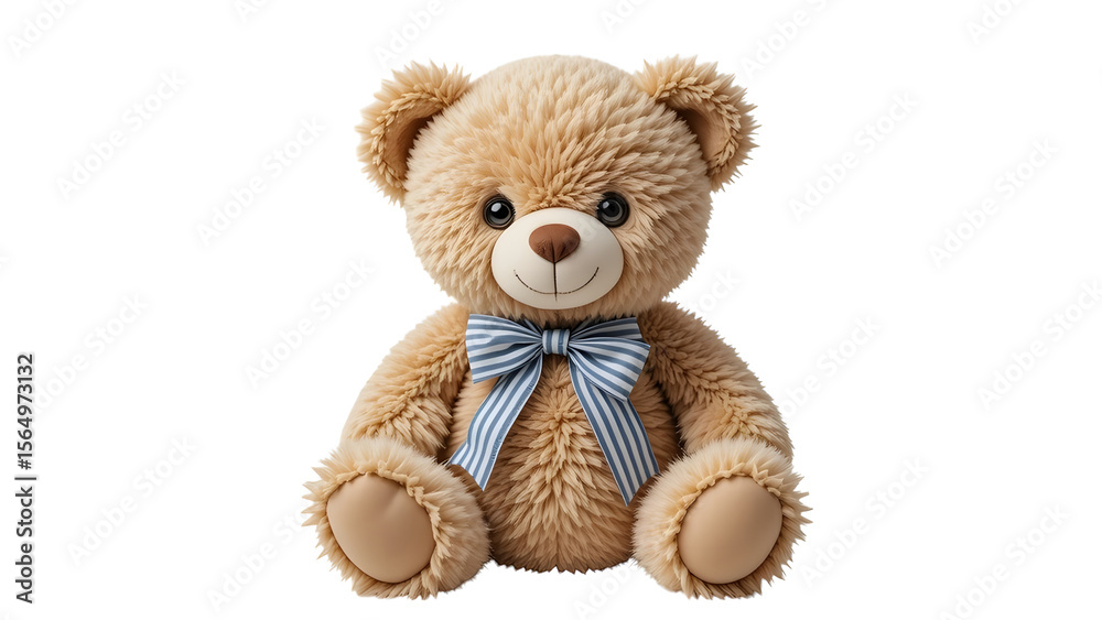 Obraz premium Adorable teddy bear with blue bow tie plush toy for kids and collectors cute stuffed animal gift idea on transparent background