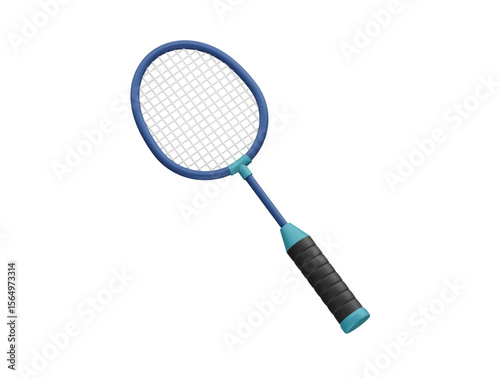 badminton racket with a black handle icon 3d rendering illustration