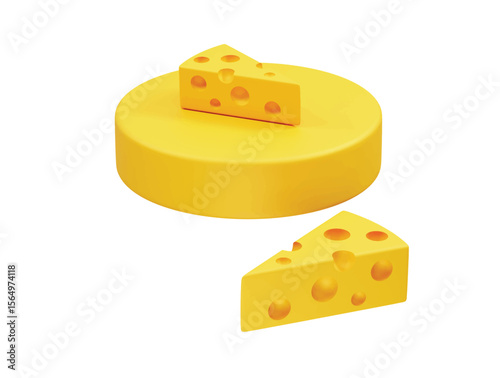 Cheese with cheese slice icon 3d render illustration