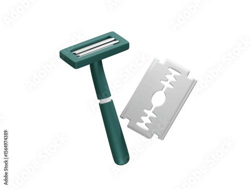 Razor and Blade Illustration icon 3d rendering