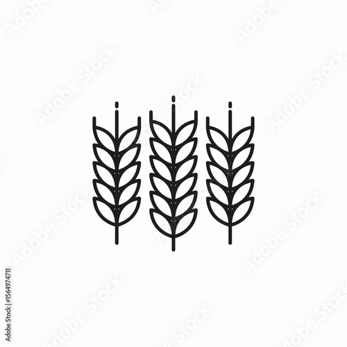 three wheat stalks icon sign vector