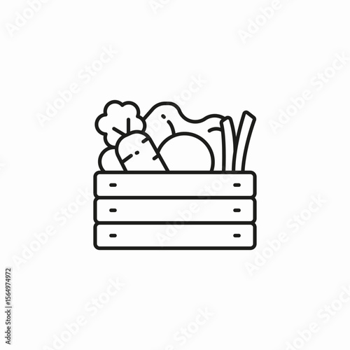 wooden crate vegetables icon sign vector