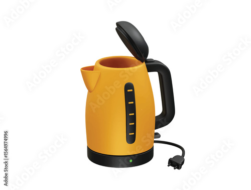 Yellow Electric Kettle icon illustration 3d
