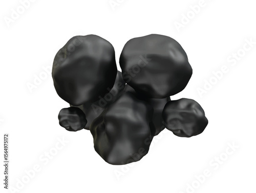 cluster of black coal rocks icon 3d rendering illustration