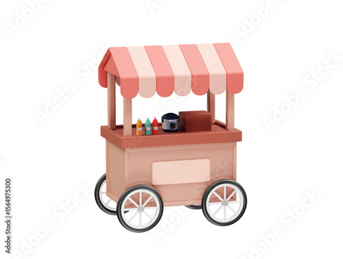 Street Food Cart icon 3d rendering illustration