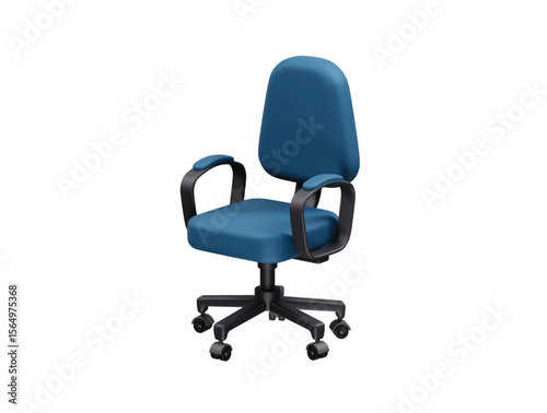 Blue Ergonomic Office Chair icon illustration 3d