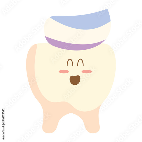 Smiling Cartoon Tooth with Toothpaste Illustration