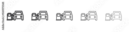 Refueling Car icon Line graphics illustration symbol