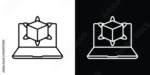Computer simulation icon logo element. Vector illustration. EPS10