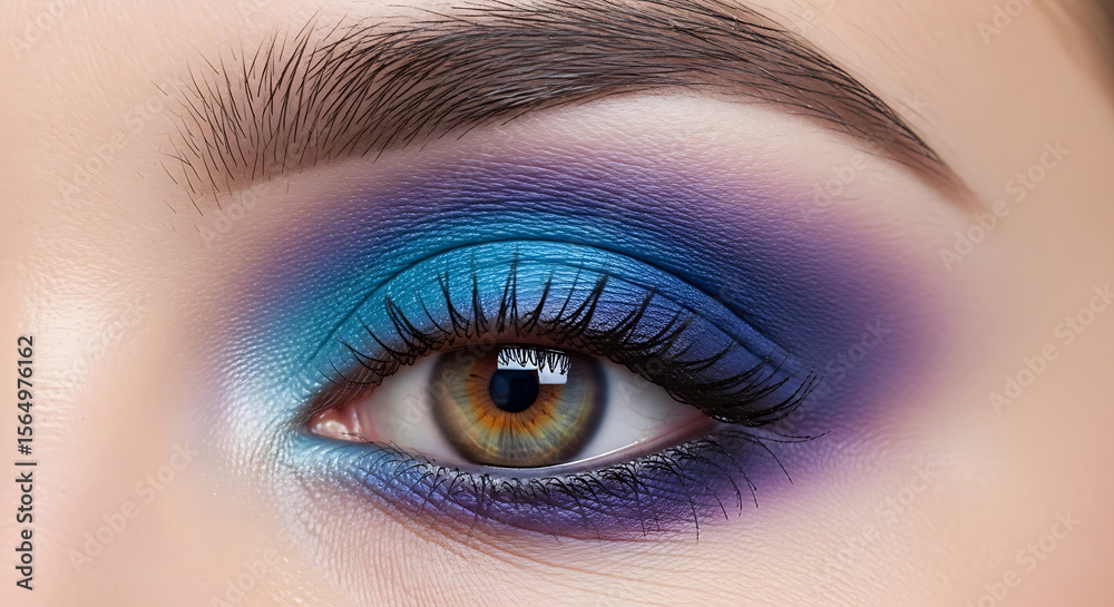Fototapeta premium Eye Makeup: Vibrant Blues and Purples