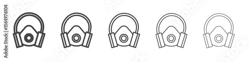 Respirator with filter cartridges icon Line graphics illustration symbol