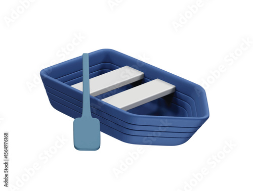 Boat with Paddle icon 3d render. Water boat icon 3d render illustration
