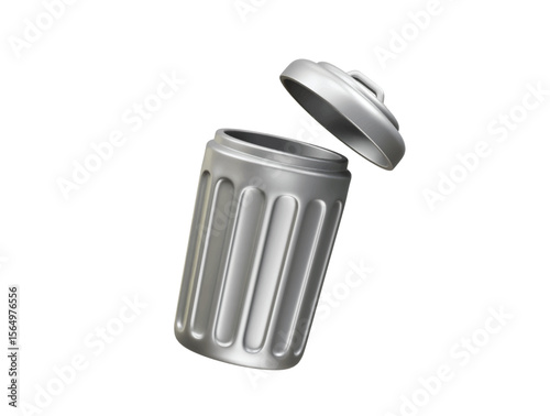 trash can with an open lid icon 3d render illustration