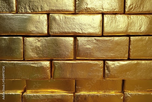 Shiny gold bars stacked as background texture, precious metals, wealth, finance