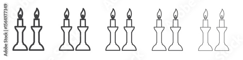 Shabbat candles icon Line graphics illustration symbol