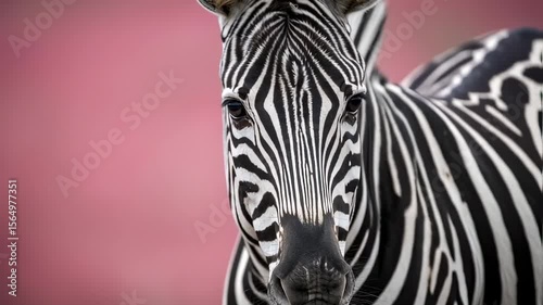 Zebra standing soft pink backdrop