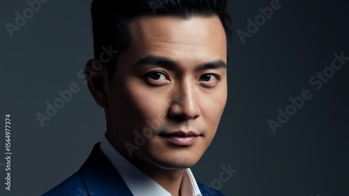 Portrait of confident young man in formal suit dark background