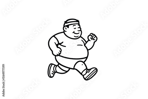 Hand drawn illustrations plus size individuals engaged in sport or fitness activities