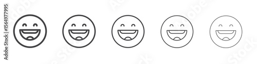 smile with teeth icon Line graphics illustration symbol