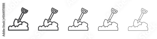 Snow and shovel icon Line graphics illustration symbol