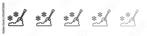 Snow and shovel icon Line graphics illustration symbol