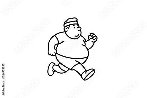 Hand drawn illustrations plus size individuals engaged in sport or fitness activities