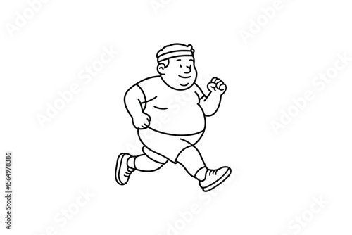 Hand drawn illustrations plus size individuals engaged in sport or fitness activities