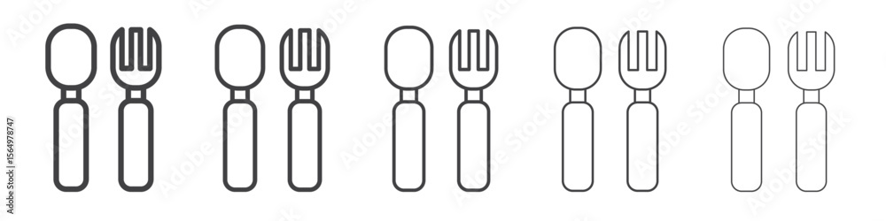 Fototapeta premium spoon and fork icon Line graphics illustration symbol