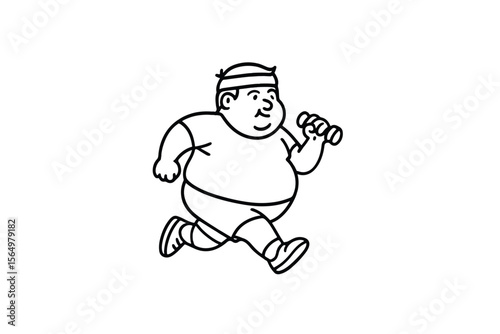 Hand drawn illustrations plus size individuals engaged in sport or fitness activities