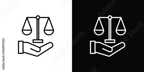 Justice scales in Hand icon logo element. Vector illustration. EPS10