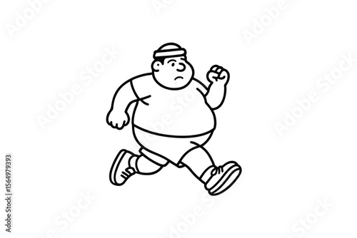 Hand drawn illustrations plus size individuals engaged in sport or fitness activities